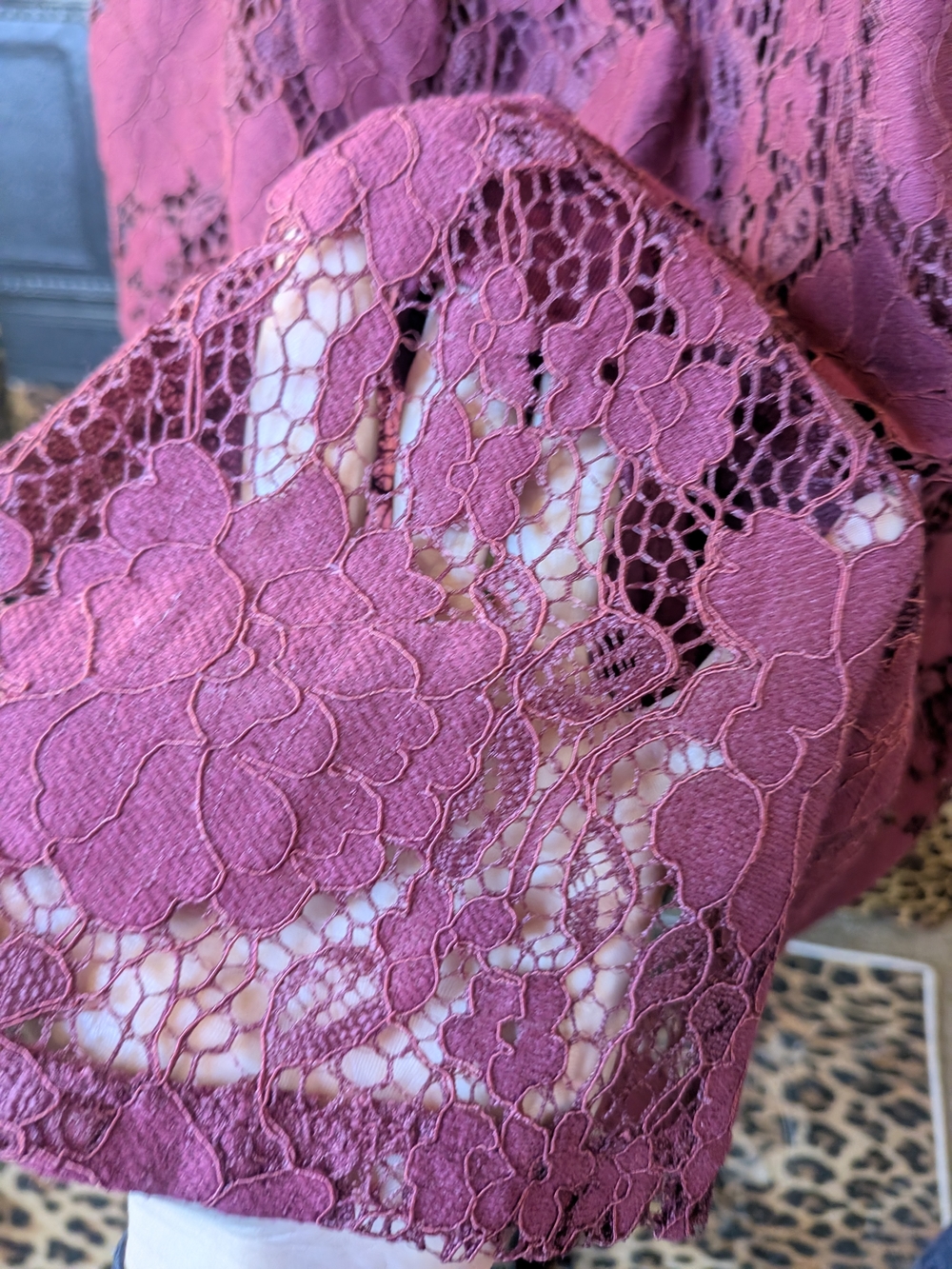 Monteau Dusty Rose Lace Midi Dress with Spaghetti Straps Nwt Medium - Picture 5 of 7